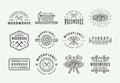 Set of vintage carpentry, woodwork and mechanic labels, badges, emblems and logo. Vector illustration. Royalty Free Stock Photo