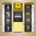 Set of vintage chalk drawing fast food menu banners. Sandwich Royalty Free Stock Photo