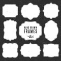 Set of vintage chalk frames and labels. Hand drawn vector Royalty Free Stock Photo