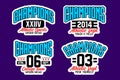 Set vintage champions athletic sports college varsity badge labels