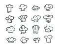 Set of vintage chef and cook hats in doodle stile hand drown