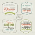 Set of vintage Christmas and New Year cards Royalty Free Stock Photo