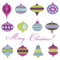 Set of Vintage Christmas Tree Balls Royalty Free Stock Photo