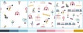 Set of vintage circus seamless patterns. Vector illustration in pastel colors. Simple hand-drawn cartoon style. Cute Royalty Free Stock Photo