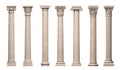 Set of vintage classic marble columns pillars