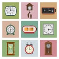 Set of vintage clocks. Retro style with texture Royalty Free Stock Photo