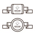 Set of vintage coffee badges and labels brown color on white background