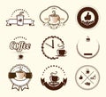 Set of vintage coffee badges and labels