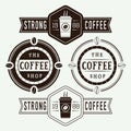 Set of vintage coffee logos, labels and emblems Royalty Free Stock Photo