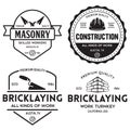 Set of vintage construction and bricklaying labels. Posters, stamps, banners and design elements Royalty Free Stock Photo