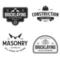 Set of vintage construction and bricklaying labels Royalty Free Stock Photo