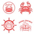 Set of vintage crab meat labels. Crab meat. Seafood Royalty Free Stock Photo