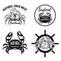 Set of vintage crab meat labels. Crab meat. Seafood Royalty Free Stock Photo