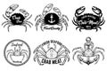 Set of vintage crab meat labels. Crab meat. Royalty Free Stock Photo