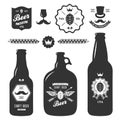 Set of vintage craft beer bottles brewery badges