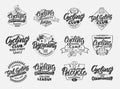 Set of vintage Cycling, Bicycle emblems and stamps. Black sport badges, stickers on white background isolated