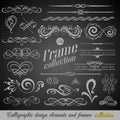 Set of Vintage Decorations Elements.Flourishes Calligraphic Ornaments and Frames with place for your text. Retro Style Royalty Free Stock Photo