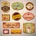 Set of vintage decorative coffee labels