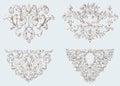 Set of vintage decorative elements with Baroque ornament. Engraving style