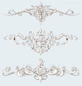 Vintage decorative elements with Baroque ornament. Engraving style