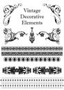 Set of vintage decorative elements. Swirls and floral ornaments, borders, corners, dividers. Royalty Free Stock Photo