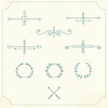 Set of vintage decorative elements. The wreath, border, arrows. Sketch, Doodle. Vector. Royalty Free Stock Photo