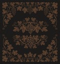 Set of vintage design elements of grape branches and borders