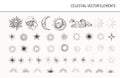 Set of Vintage Design Elements. Sun, Moon, Stars, Moonlight Oriental Style Celestial Astrological Symbols for Fabric