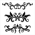 Set of vintage dividers elements isolated on a white background. Design of curls and plant elements.