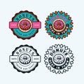 Set of vintage donuts ice cream shop logo badges and labels.