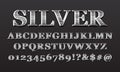 Set of vintage elegant metal alphabet font