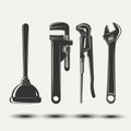 Set of plumbers equipment Royalty Free Stock Photo