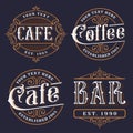 Set of vintage emblems for the catering. Royalty Free Stock Photo