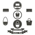Set of vintage fashionably bags logos, emblems and elements