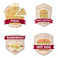 Set of vintage fast food badges, banners and logo emblems. Royalty Free Stock Photo