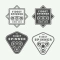 Set of vintage fidget spinners logos, emblems, badges