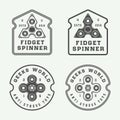 Set of vintage fidget spinners logos, emblems, badges