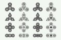 Set of vintage fidget spinners logos, emblems, badges