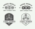 Set of vintage fidget spinners logos, emblems, badges