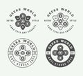 Set of vintage fidget spinners logos, emblems, badges