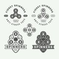 Set of vintage fidget spinners logos, emblems, badges