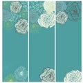 Set of vintage floral cards in turquoise