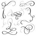 Set of vintage flourish decorative art calligraphy whorls for design. Vector illustration EPS10 Royalty Free Stock Photo