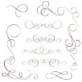 Set of vintage flourish decorative art calligraphy whorls for design. Vector illustration EPS10 Royalty Free Stock Photo