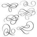 Set of vintage flourish decorative art calligraphy whorls for design. Vector illustration EPS10 Royalty Free Stock Photo