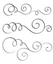 Set of vintage flourish decorative art calligraphy whorls for text. Vector illustration EPS10 Royalty Free Stock Photo