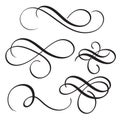 Set of vintage flourish decorative art calligraphy whorls for text. Vector illustration EPS10 Royalty Free Stock Photo