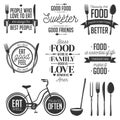 Set of vintage food related typographic quotes Royalty Free Stock Photo
