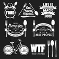 Set of vintage food related typographic quotes. Vector illustration Royalty Free Stock Photo