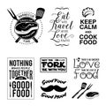 Set of vintage food related typographic quotes. Vector illustration. Royalty Free Stock Photo